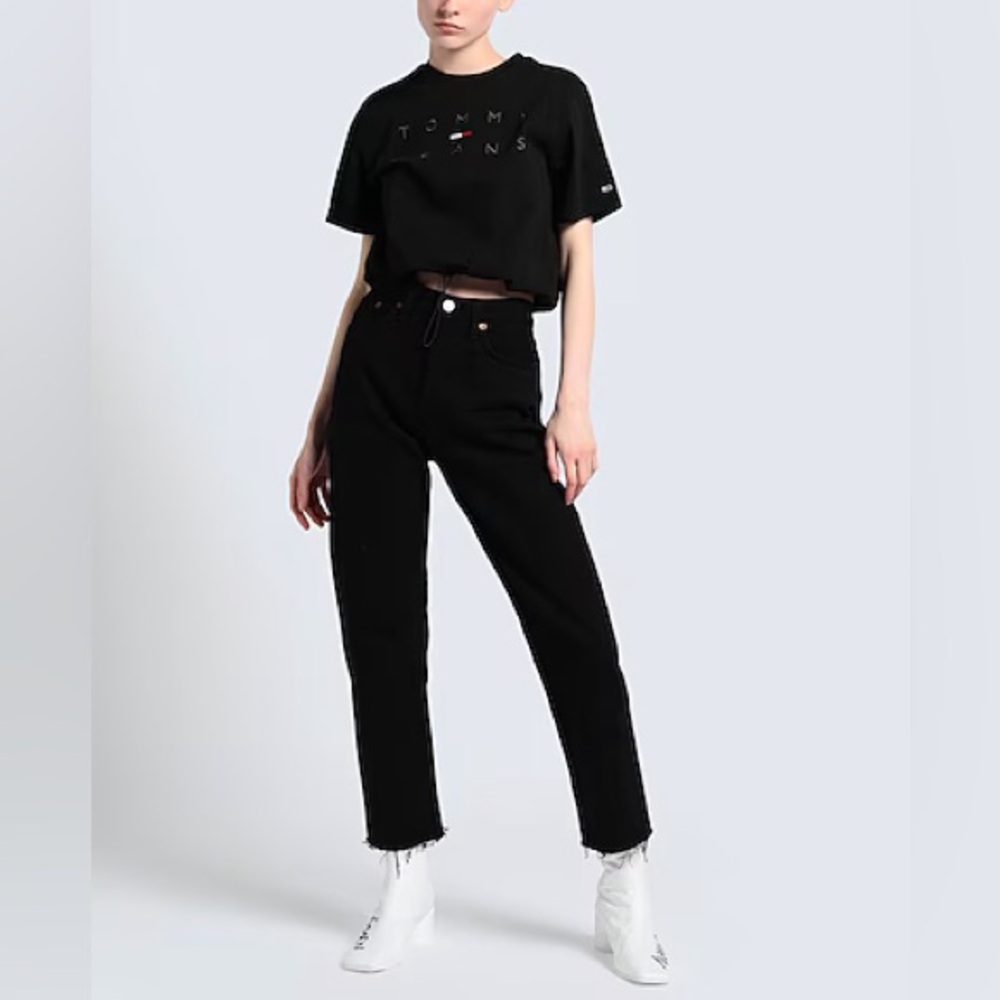 Re/Done Solid Black Straight Leg Jeans | High Rise | Size 26